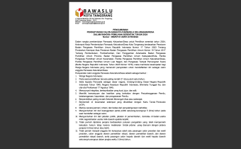 Pengumuman Pendaftaran Calon Anggota Panwaslu Kelurahan/Desa dalam Rangka Pemilihan Serentak Tahun 2024